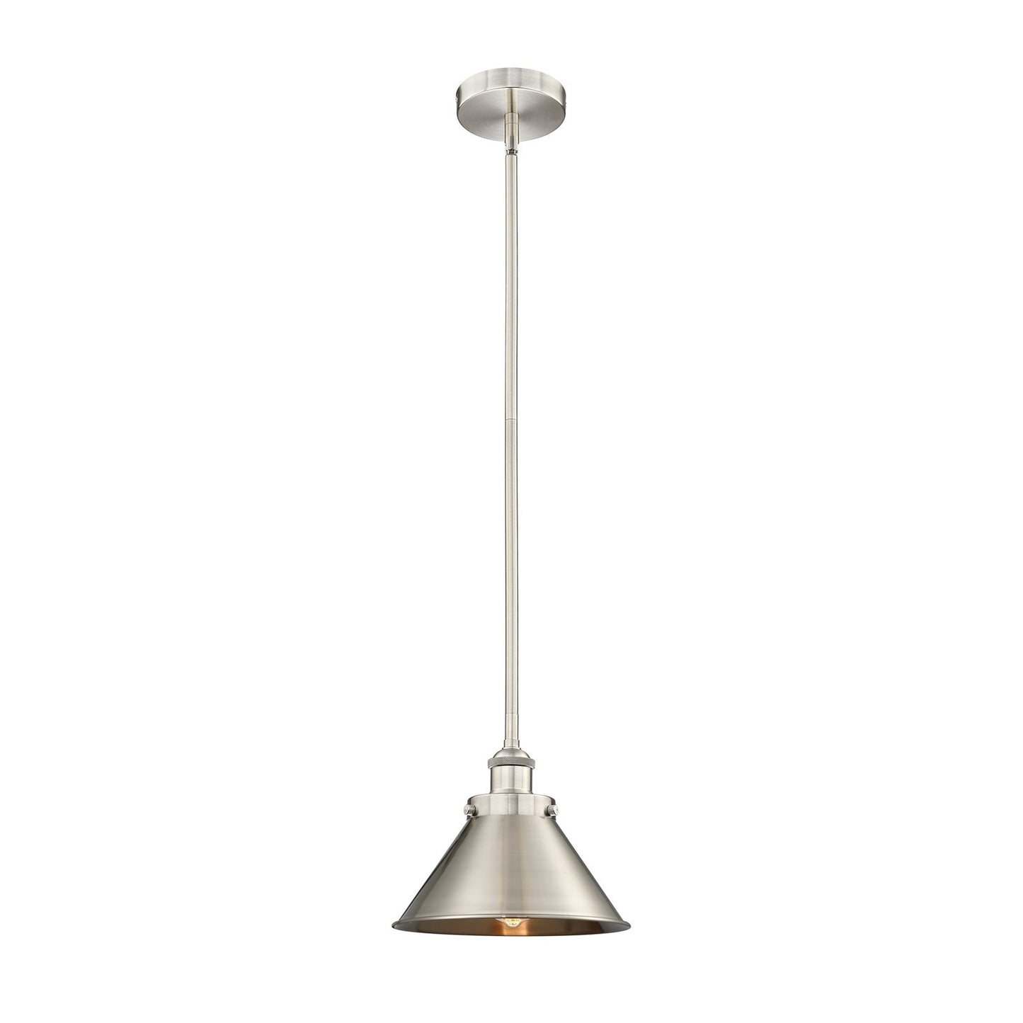 Innovations Briarcliff 10in 1-Light Mini Pendant | Traditional Industrial Brushed Satin Nickel Steel and Metal Shade | Model 616-1SH-SN-M10-SN-LED