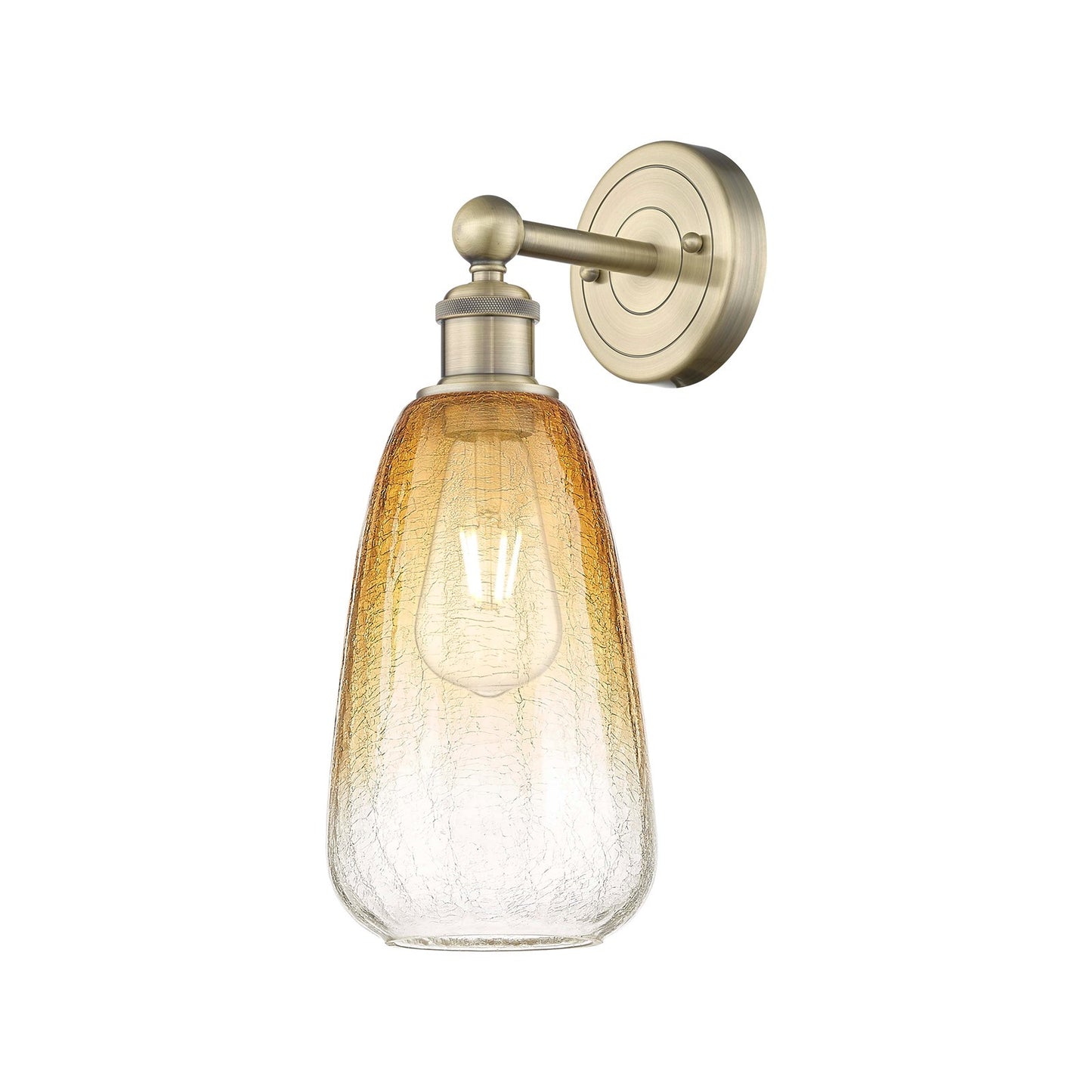 Innovations Brookhaven Almond 6in 1-Light Wall Sconce | Industrial Antique Brass Steel and Amber Glass | Damp Rated Living Room | Model 616-1W-AB-G480-6AM