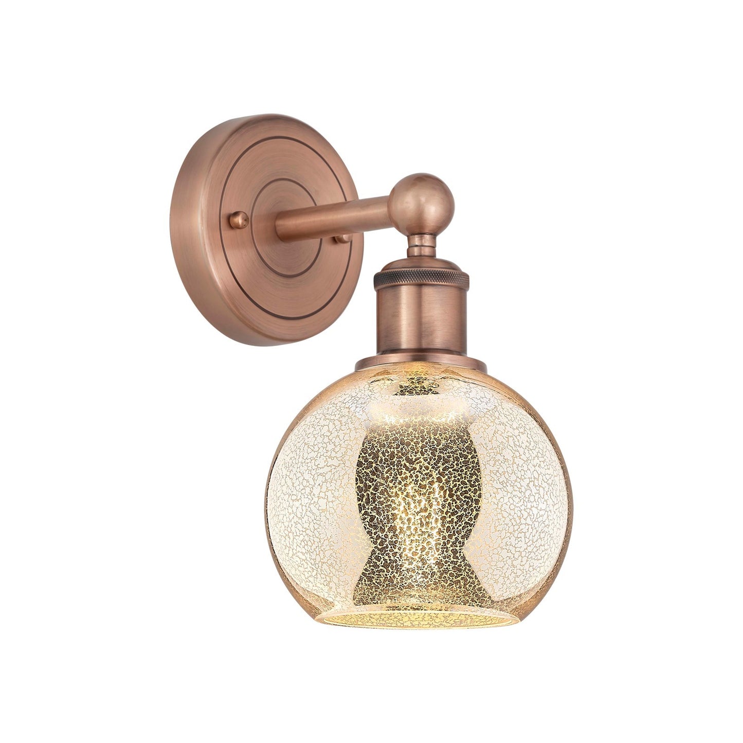 Innovations Athens 1-Light 6in Wall Sconce | Industrial Antique Copper Steel and Mercury Glass | Living Room & Hallway Accent | Model 616-1W-AC-G128-6