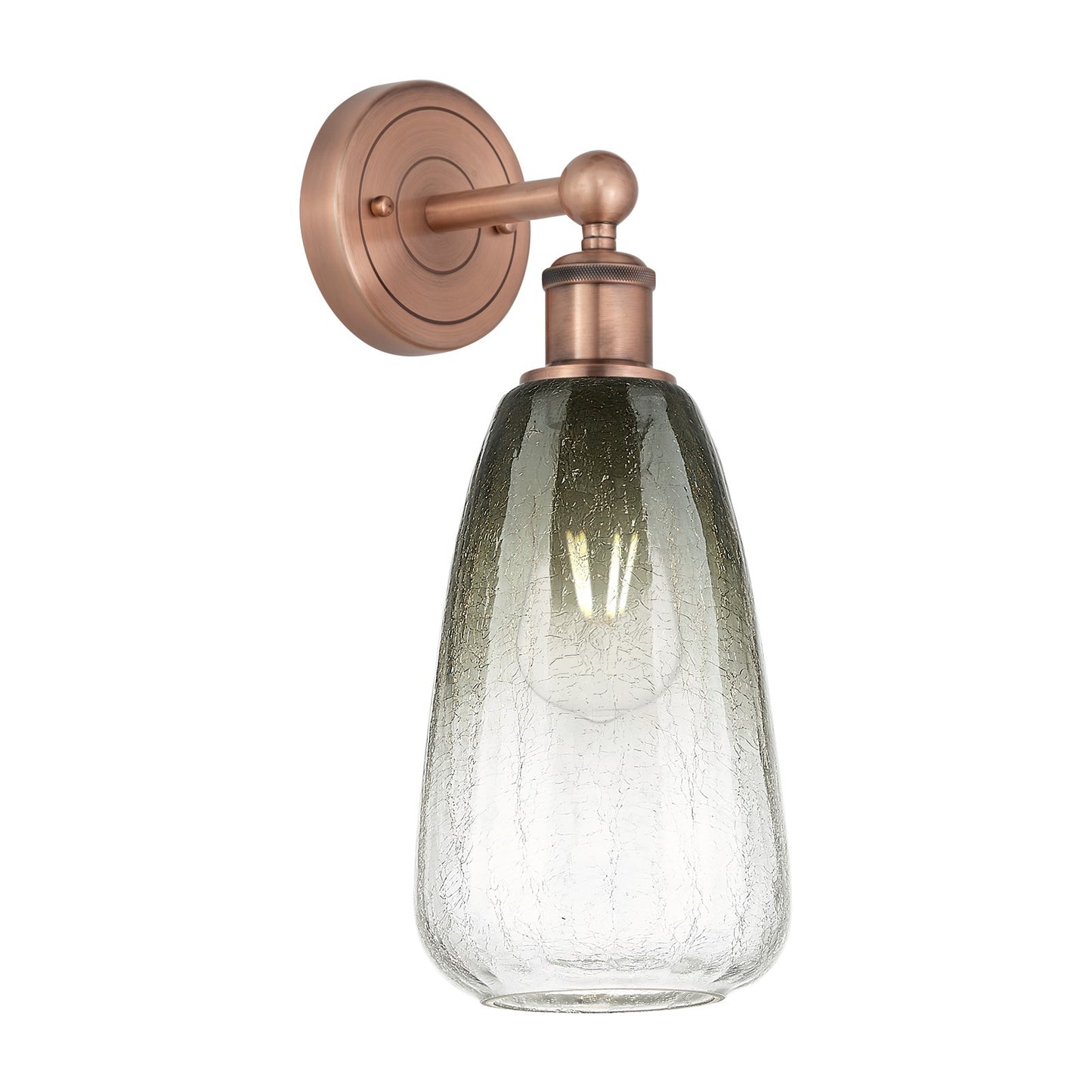 Innovations Brookhaven Almond 6in 1-Light Wall Sconce | Industrial Antique Copper Steel and Slate Glass | Damp Rated Living | Model 616-1W-AC-G480-6SL