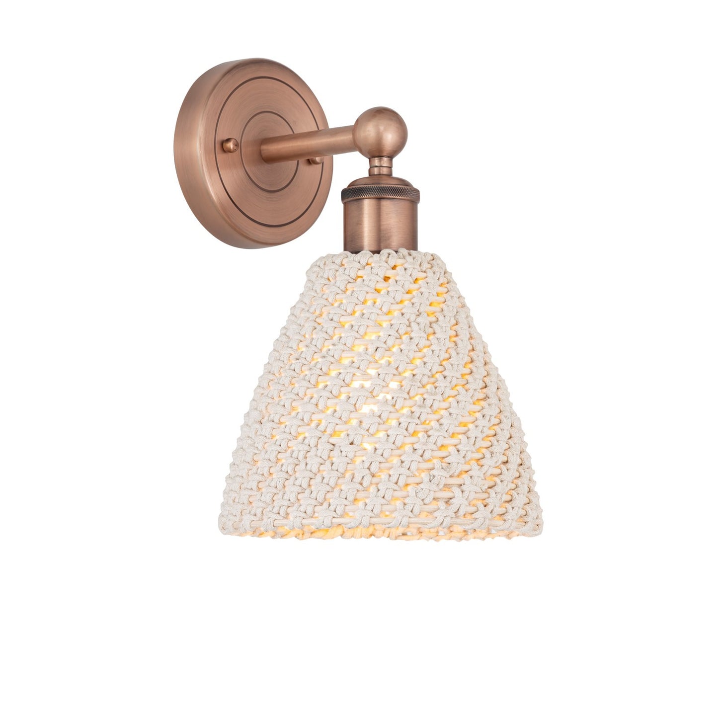Innovations Bristol Natural 1-Light Wall Sconce | Industrial Antique Copper Steel and Natural Fiber Shade | Living Room & | Model 616-1W-AC-NBD-75-NAT