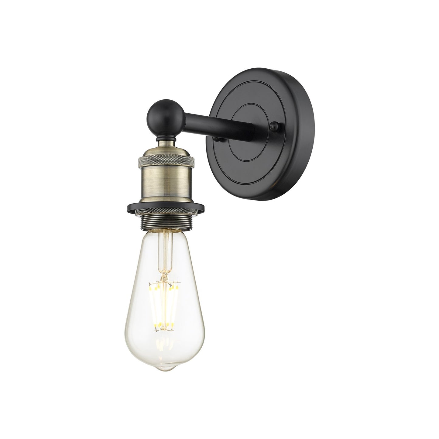 Innovations Lighting Edison 1-Light Wall Sconce | Industrial Black Antique Brass Steel and Cast Brass | Bathroom & Hallway Accent Light | Model 616-1W-BAB
