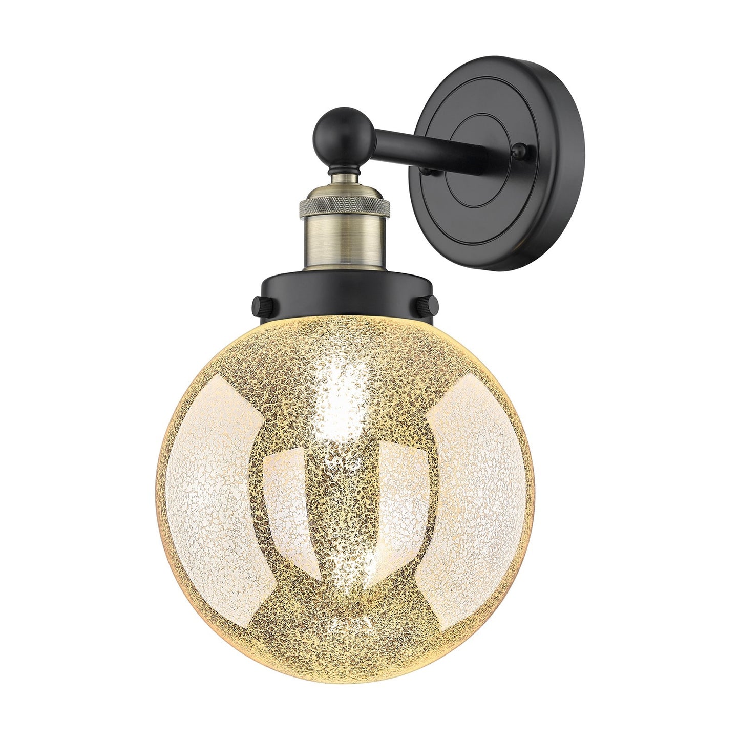 Innovations Beacon 8in 1-Light Wall Sconce | Industrial Black Antique Brass Steel and Mercury Glass | Bathroom & Hallway Accent | Model 616-1W-BAB-G208-8