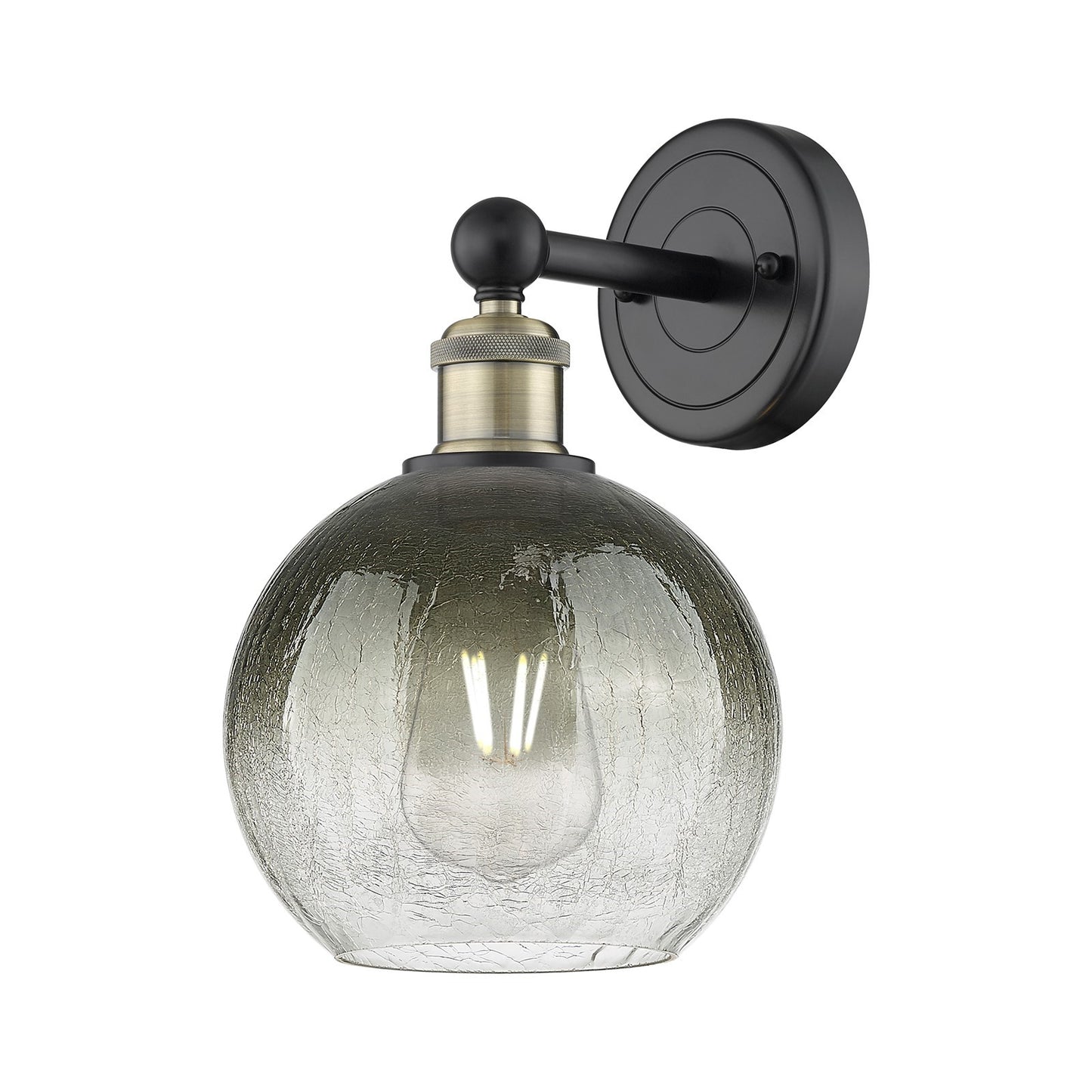 Innovations Brookhaven Globe 1-Light Wall Sconce | Industrial Black Antique Brass Steel and Slate Glass | Hallway & Bathroom | Model 616-1W-BAB-G483-8SL
