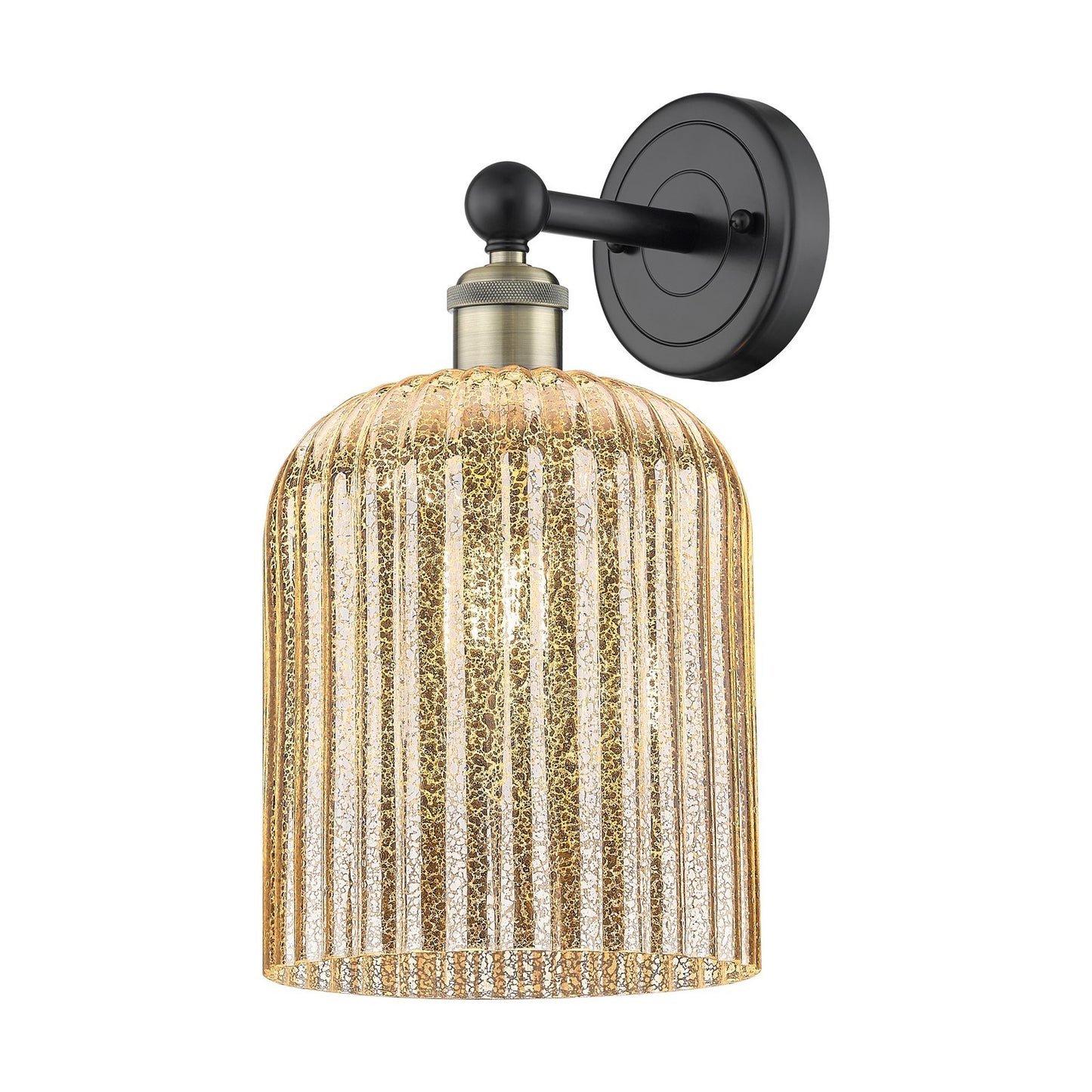 Innovations Bridal Veil 1-Light Wall Sconce | Art Nouveau Black Antique Brass and Mercury Ribbed Glass | Bathroom & Hallway | Model 616-1W-BAB-G559-8ME