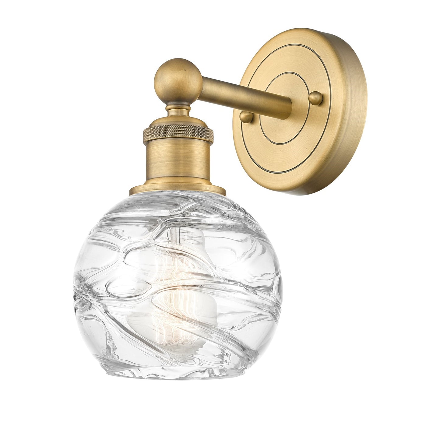 Innovations Athens Deco Swirl 6in 1-Light Wall Sconce | Industrial Brushed Brass and Clear Glass | Bathroom & Hallway Accent | Model 616-1W-BB-G1213-6CL