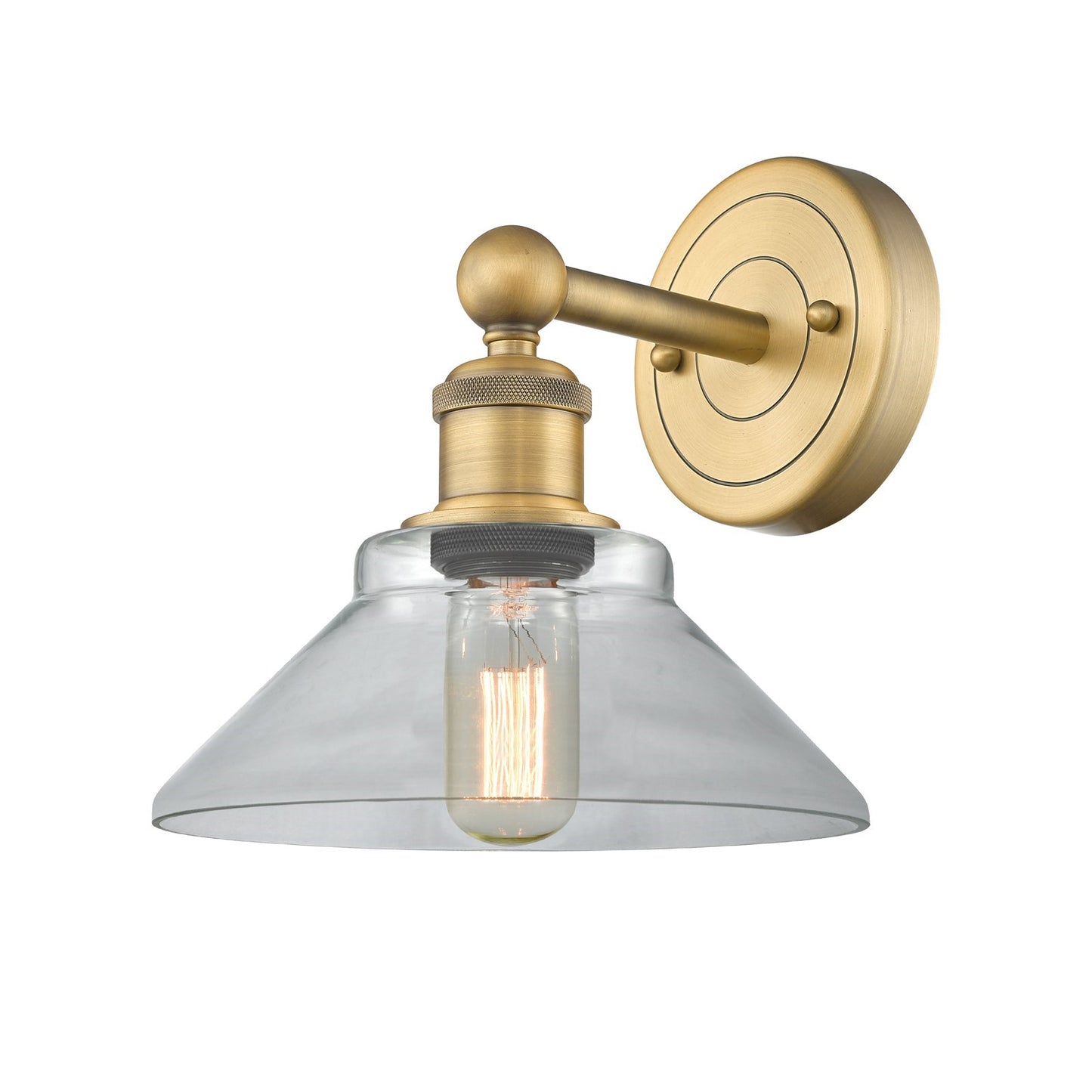 Innovations Orwell 1-Light Wall Sconce | Industrial Brushed Brass Steel and Clear Glass | Hallway & Bedroom Accent | 8.38 x 9.25 x | Model 616-1W-BB-G132