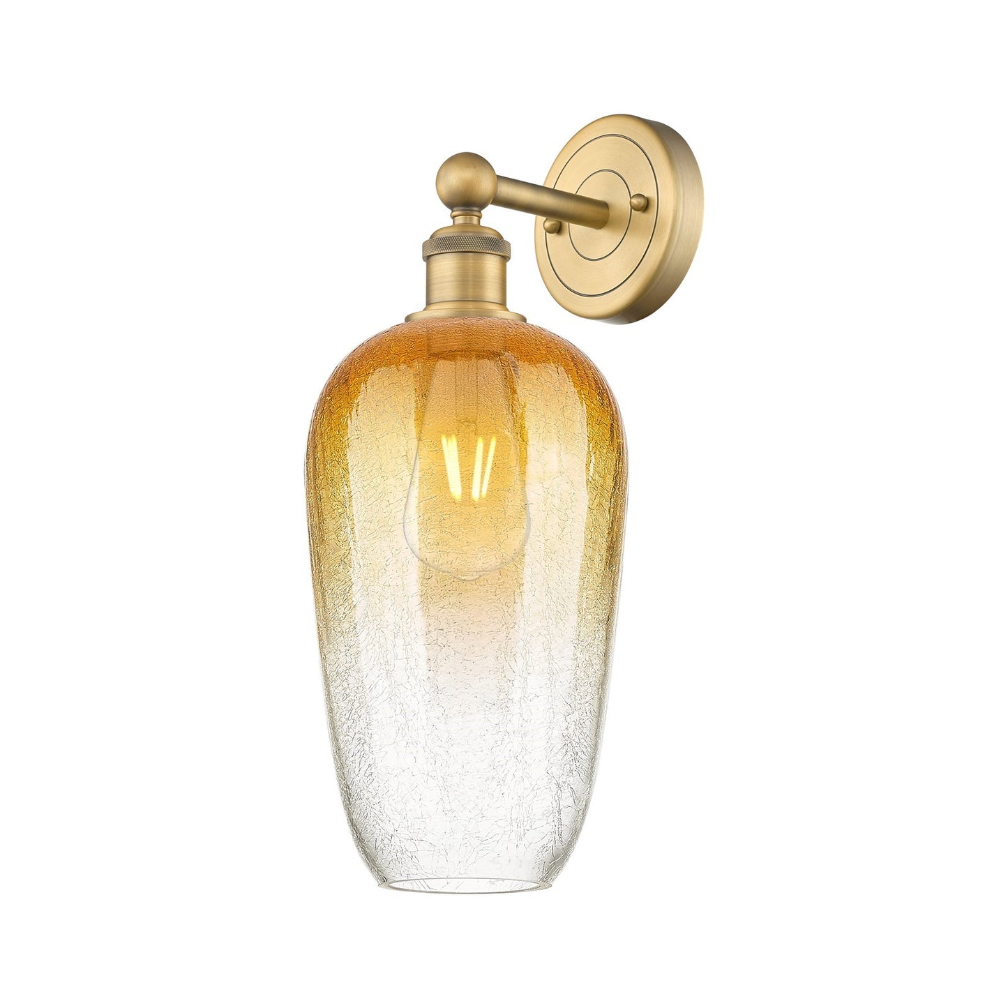 Innovations Brookhaven Flute 7in 1-Light Wall Sconce | Industrial Brushed Brass Steel and Amber Glass | Bathroom & Hallway | Model 616-1W-BB-G484-7AM