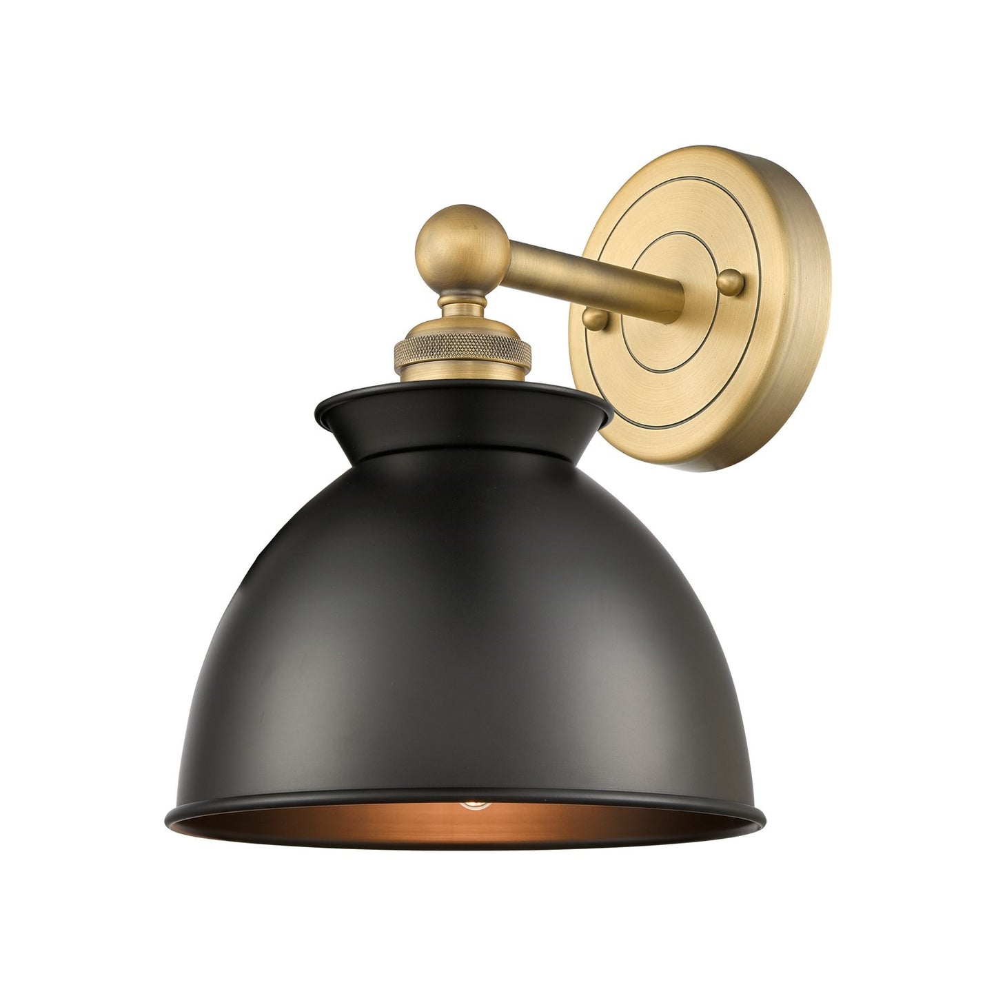 Innovations Adirondack 1-Light Wall Sconce | Industrial Farmhouse Brushed Brass and Matte Black Metal Shade | Entryway & Hallway | Model 616-1W-BB-M14-BK