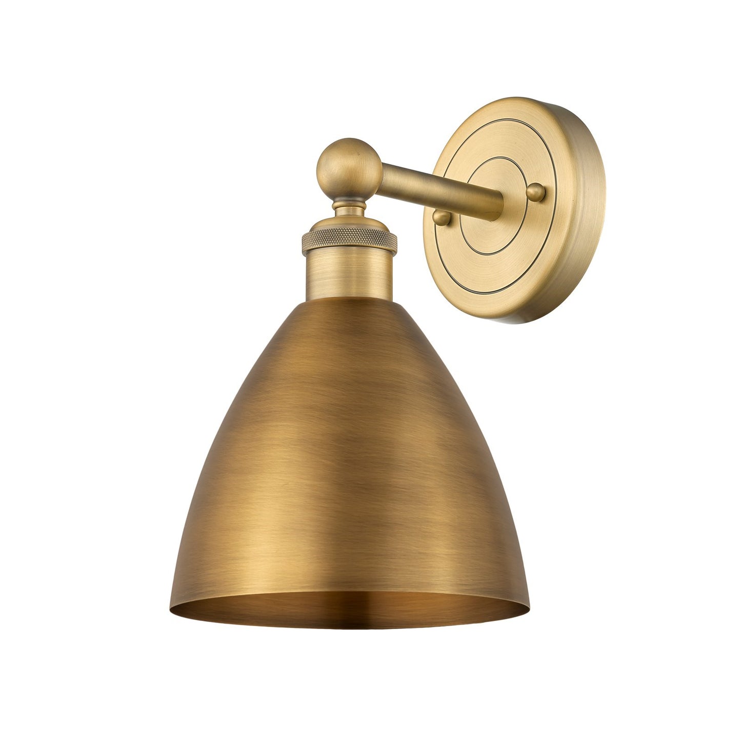 Innovations Bristol 8in 1-Light Wall Sconce | Industrial Brushed Brass Steel and Brushed Brass Metal Shade | Living Room & | Model 616-1W-BB-MBD-75-BB