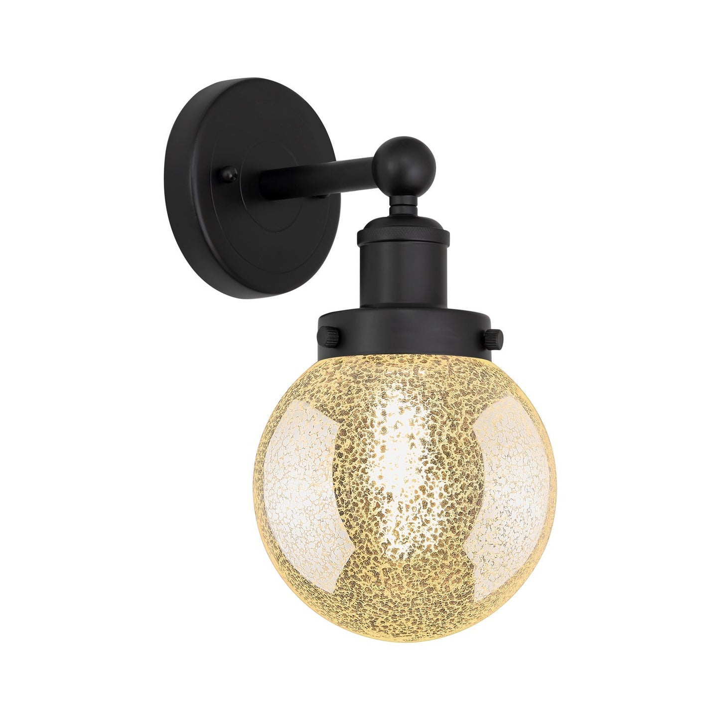 Innovations Beacon 6in 1-Light Wall Sconce | Industrial Matte Black Steel and Mercury Ribbed Glass | Hallway & Bathroom Accent | Model 616-1W-BK-G208-6