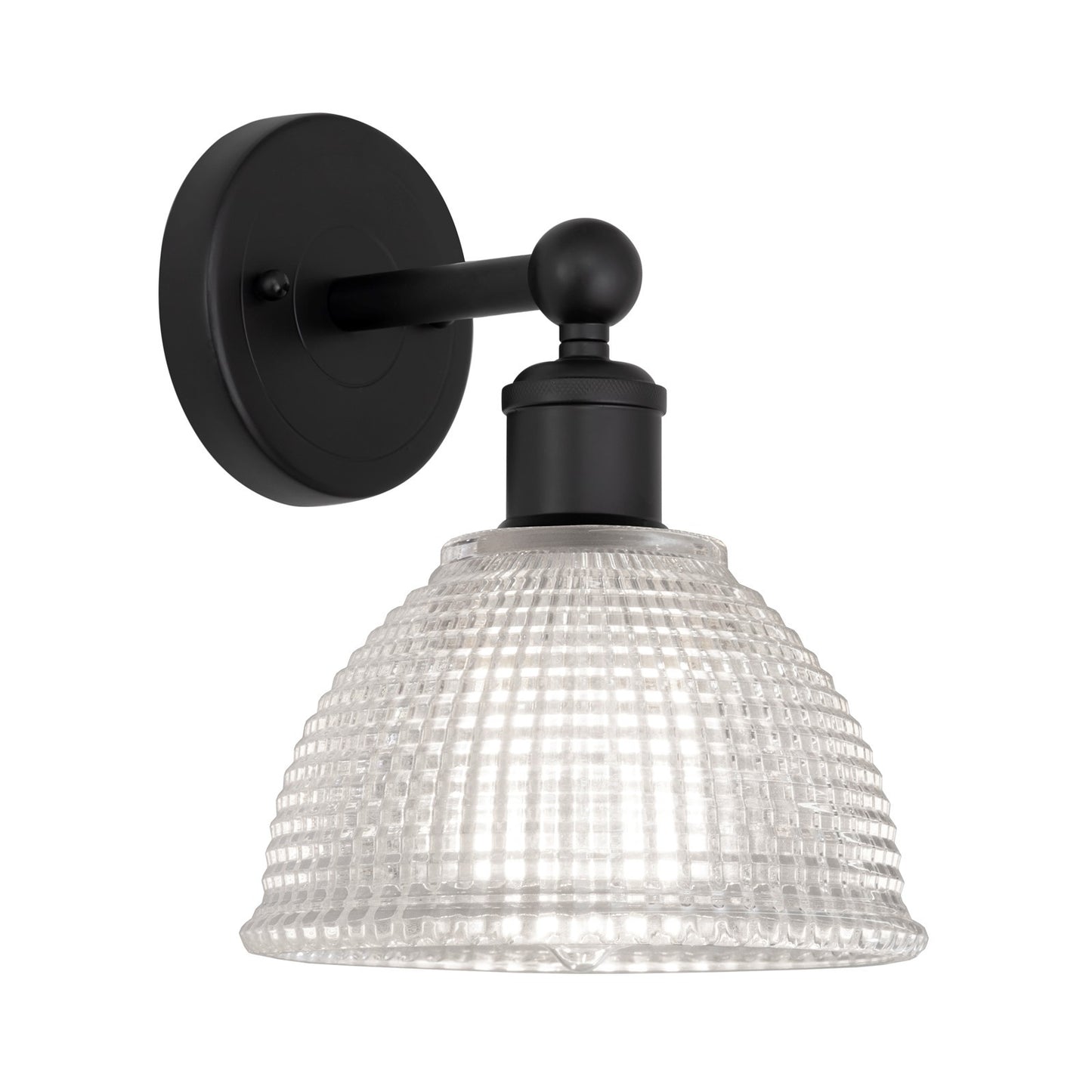 Innovations Arietta 8in 1-Light Wall Sconce | Industrial Matte Black Steel and Clear Glass | Bathroom & Hallway Accent | 8 x 10.25 | Model 616-1W-BK-G422