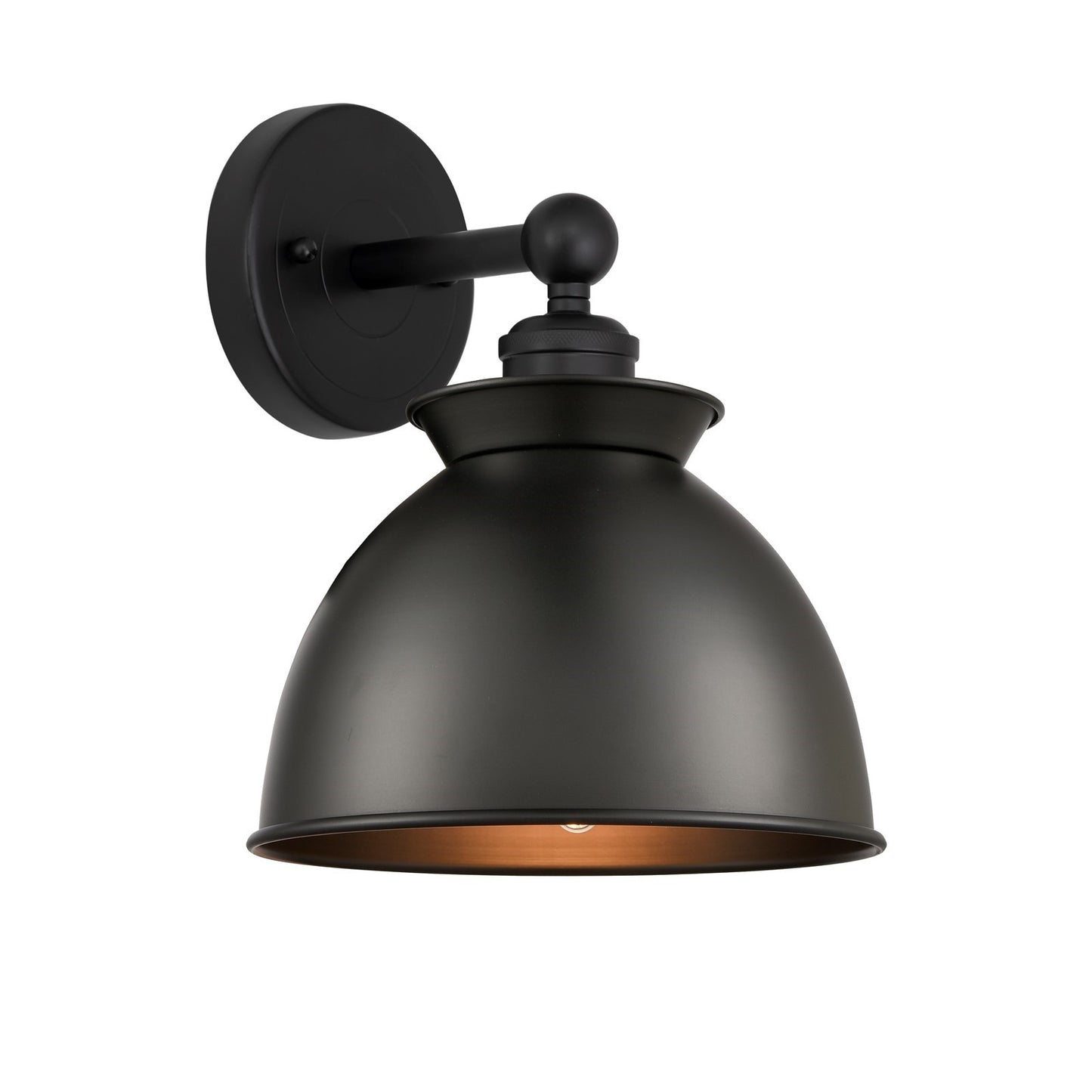 Innovations Adirondack 8.25in 1-Light Wall Sconce | Industrial Farmhouse Matte Black Steel and Matte Black Metal Shade | Hallway | Model 616-1W-BK-M14-BK
