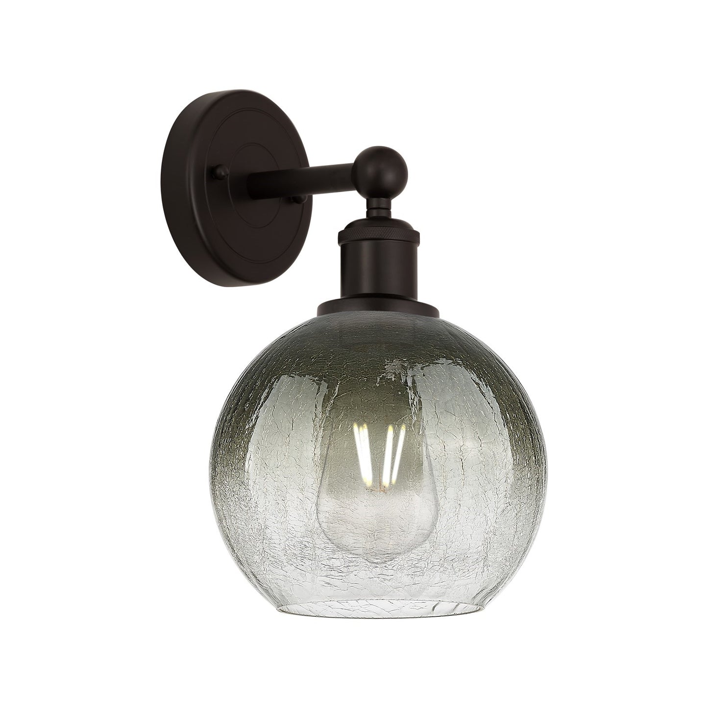 Innovations Brookhaven Globe 8in 1-Light Wall Sconce | Industrial Oil Rubbed Bronze Steel and Slate Glass | Damp Rated Hallway | Model 616-1W-OB-G483-8SL