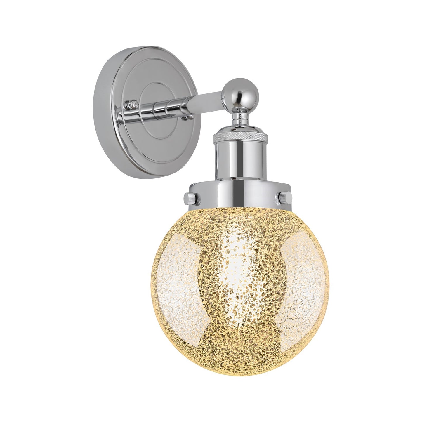 Innovations Beacon 6in 1-Light Wall Sconce | Industrial Polished Chrome Steel and Mercury Ribbed Glass | Bathroom & Hallway | Model 616-1W-PC-G208-6