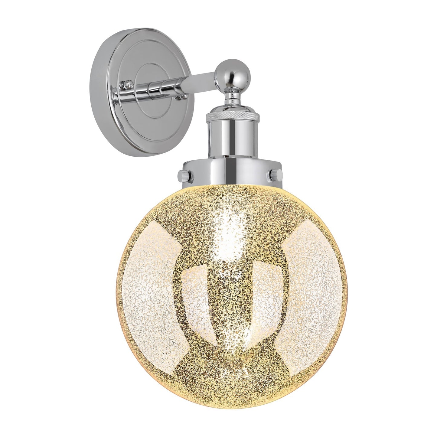 Innovations Beacon 8in 1-Light Wall Sconce | Industrial Polished Chrome and Mercury Ribbed Glass | Bathroom & Hallway Accent | 8 | Model 616-1W-PC-G208-8