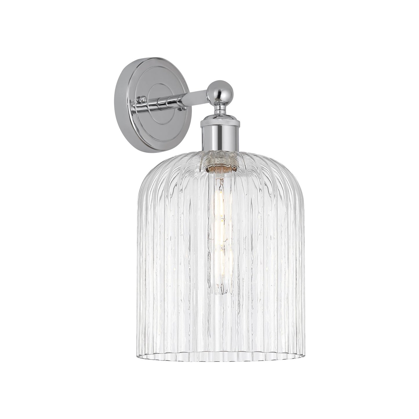 Innovations Bridal Veil 1-Light 5in Wall Sconce | Art Nouveau Polished Chrome and Clear Ribbed Glass | Bathroom & Hallway | Model 616-1W-PC-G559-8CL