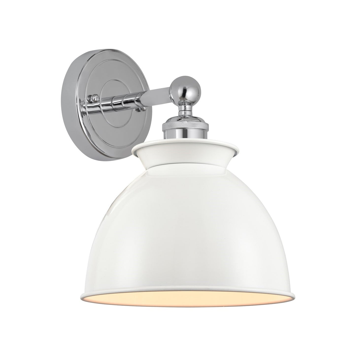 Innovations Adirondack 8.25in 1-Light Wall Sconce | Industrial Farmhouse Polished Chrome and Glossy White Metal Shade | Living | Model 616-1W-PC-M14-W