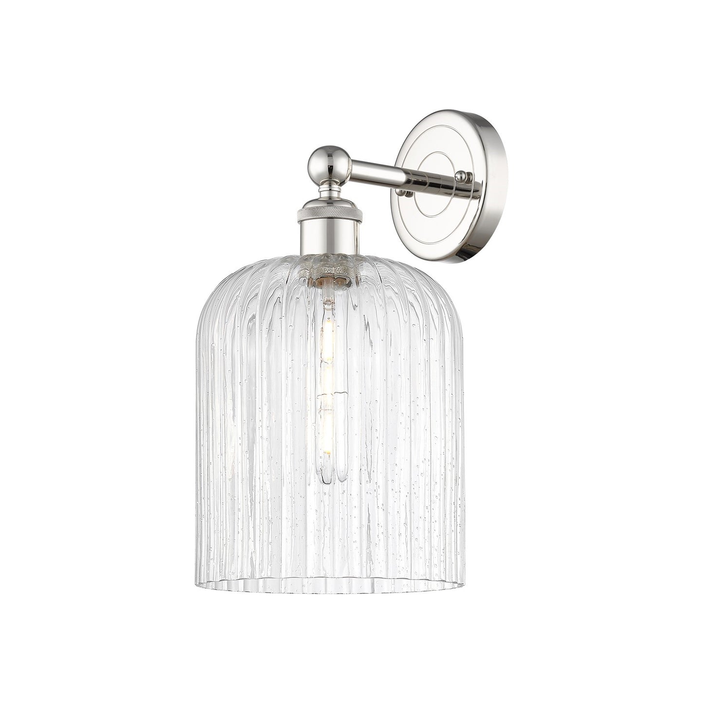 Innovations Bridal Veil 1-Light Wall Sconce | Art Nouveau Polished Nickel and Seedy Ribbed Glass | Bathroom & Hallway Accent | Model 616-1W-PN-G559-8SDY