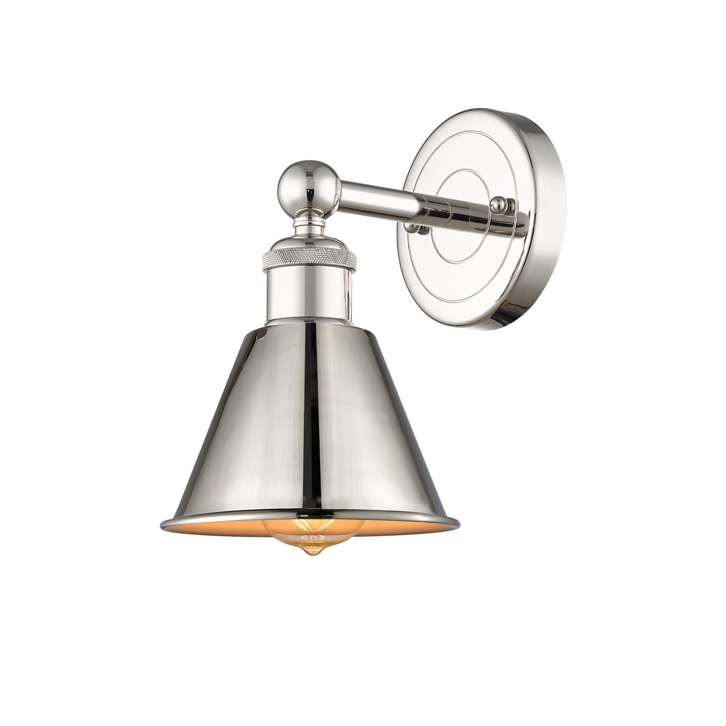 Innovations Smithfield 1-Light Wall Sconce | Industrial Farmhouse Polished Nickel Steel and Metal Shade | Hallway & Bathroom | Model 616-1W-PN-M8-PN