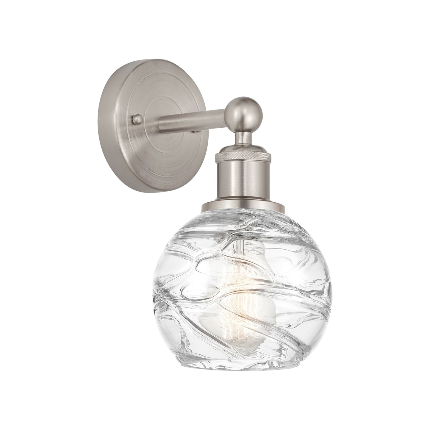 Innovations Athens Deco Swirl 6in 1-Light Wall Sconce | Industrial Brushed Satin Nickel and Clear Deco Swirl Glass | Hallway & | Model 616-1W-SN-G1213-6CL