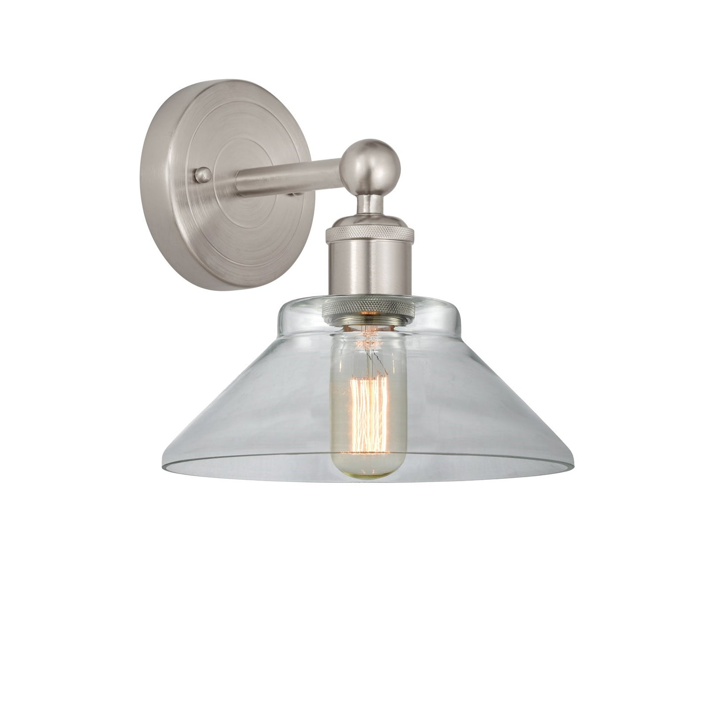Innovations Orwell 1-Light 8.38in Wall Sconce | Industrial Brushed Satin Nickel Steel and Clear Glass | Hallway & Bedroom Accent | Model 616-1W-SN-G132