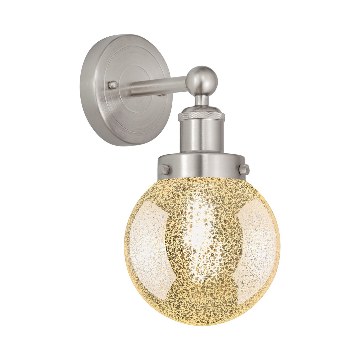 Innovations Beacon 6in 1-Light Wall Sconce | Industrial Brushed Satin Nickel and Mercury Ribbed Glass | Hallway & Bathroom Accent | Model 616-1W-SN-G208-6