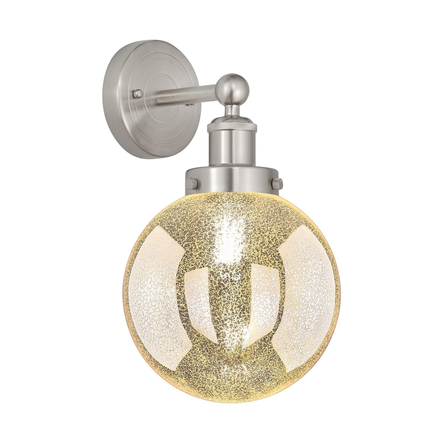 Innovations Beacon 8in 1-Light Wall Sconce | Industrial Brushed Satin Nickel and Mercury Ribbed Glass | Bathroom & Hallway Accent | Model 616-1W-SN-G208-8