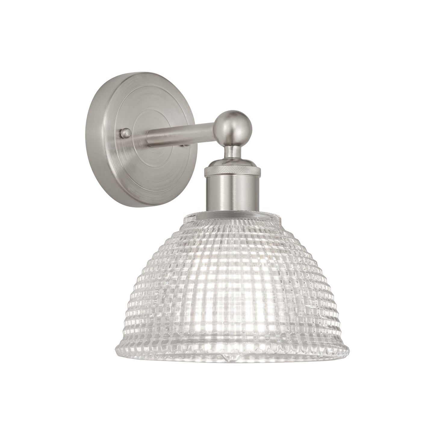 Innovations Arietta 8in 1-Light Wall Sconce | Industrial Brushed Satin Nickel Steel and Clear Glass | Bathroom & Hallway Accent | 8 | Model 616-1W-SN-G422