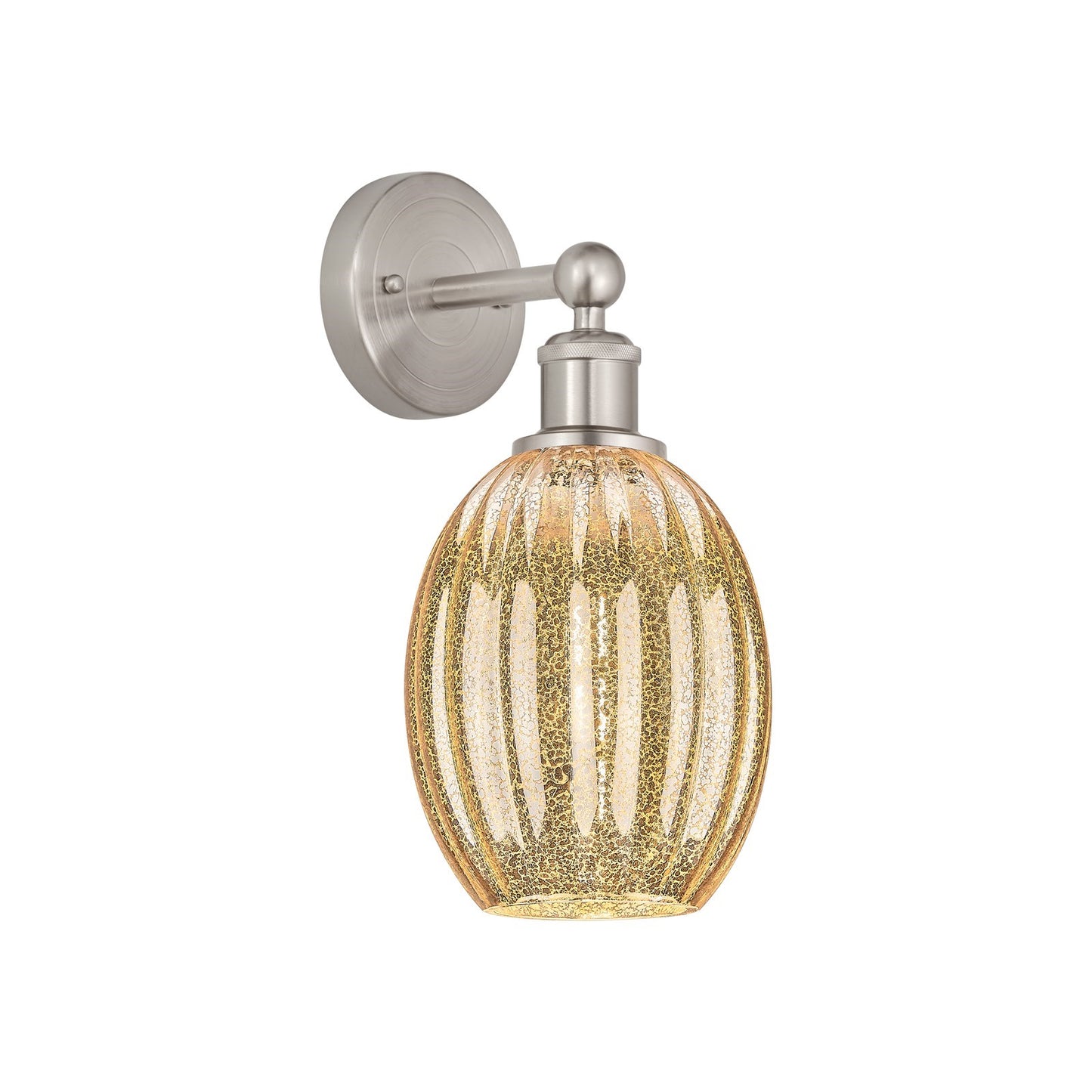 Innovations Preston Bulb 6.25in 1-Light Wall Sconce | Industrial Brushed Satin Nickel and Mercury Glass | Hallway & Bathroom | Model 616-1W-SN-G459-6ME