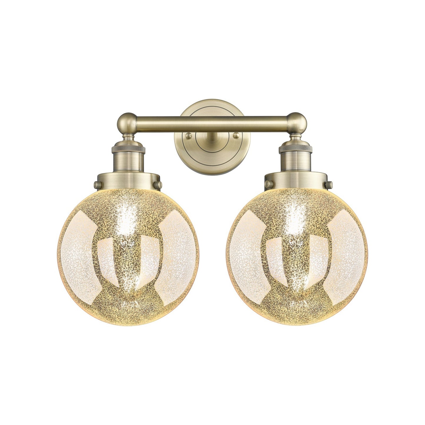 Innovations Beacon 17in 2-Light Bath Vanity Light | Industrial Antique Brass Steel and Mercury Glass | Bathroom Vanity & Powder | Model 616-2W-AB-G208-8