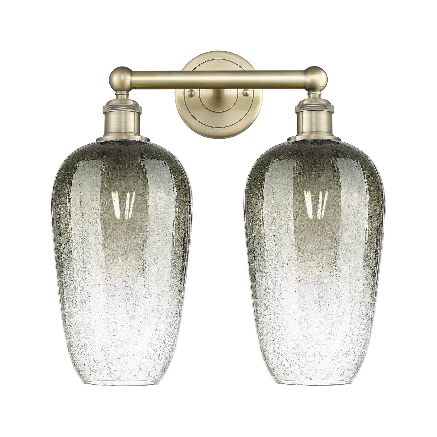 Innovations Brookhaven Flute 16in 2-Light Bath Vanity | Industrial Antique Brass Steel and Slate Glass | Bathroom Vanity Light | Model 616-2W-AB-G484-7SL