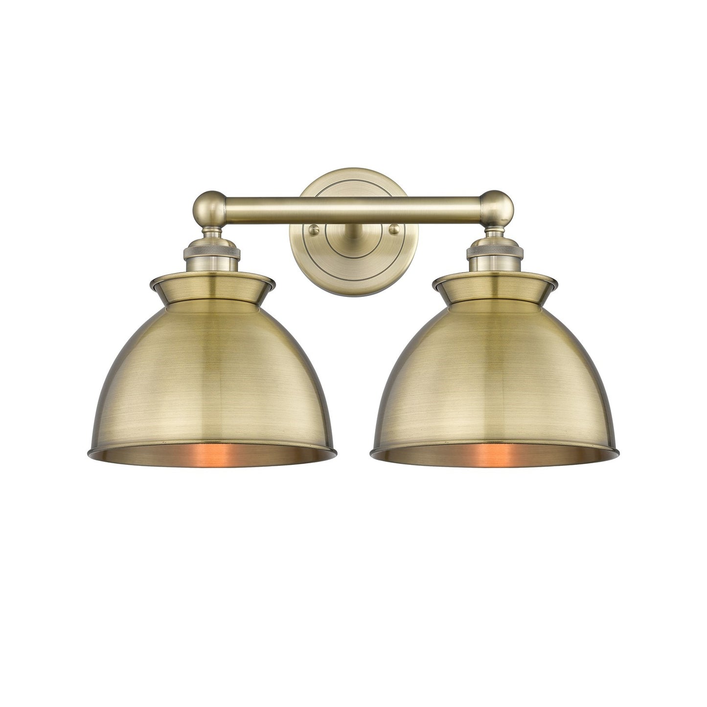 Innovations Adirondack 17in 2-Light Bath Vanity | Industrial Farmhouse Antique Brass Steel and Cast Brass with Antique Brass | Model 616-2W-AB-M14-AB