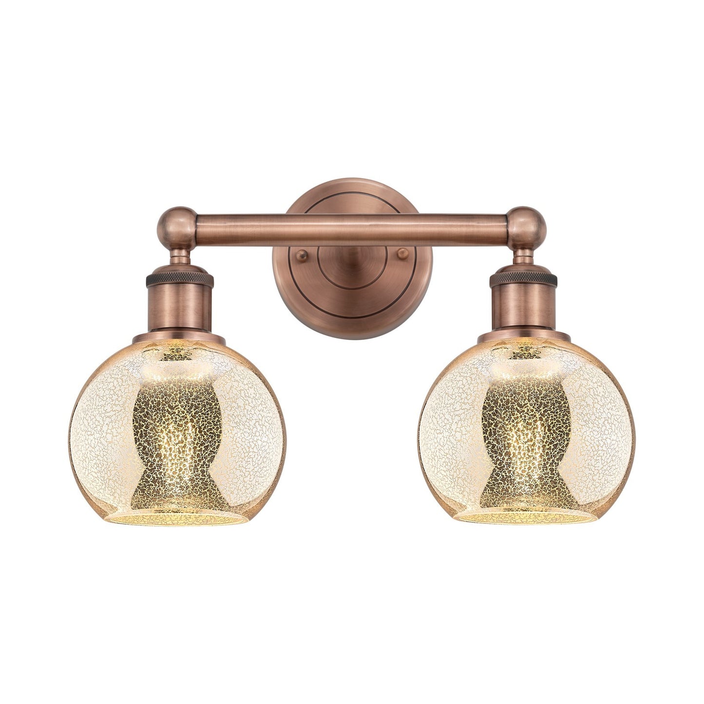 Innovations Athens 15in 2-Light Bath Vanity | Industrial Antique Copper Steel and Mercury Glass | Bathroom & Powder Room | 14.88 | Model 616-2W-AC-G128-6