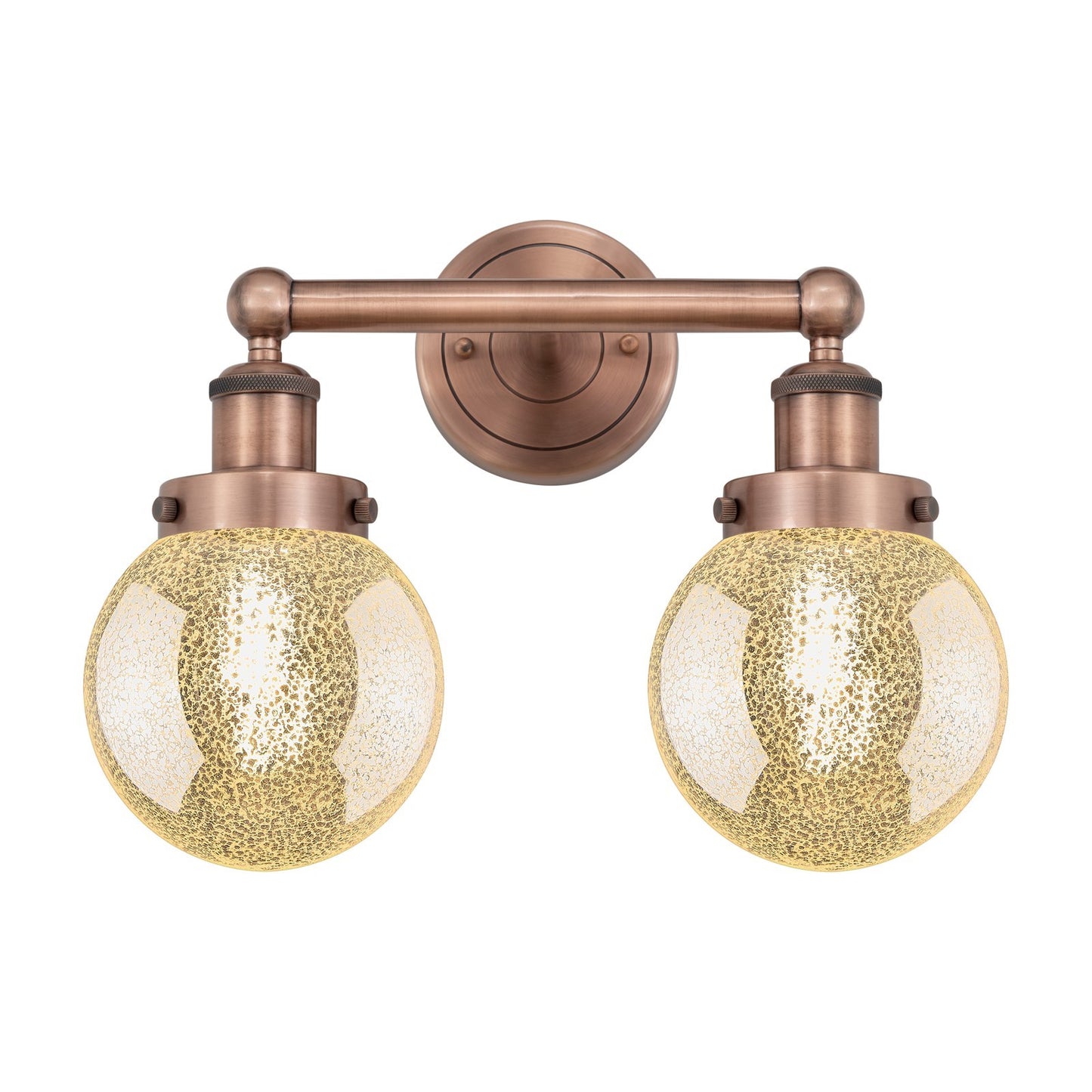 Innovations Beacon 15in 2-Light Bath Vanity Light | Industrial Antique Copper Steel and Mercury Glass | Bathroom Vanity & Powder | Model 616-2W-AC-G208-6