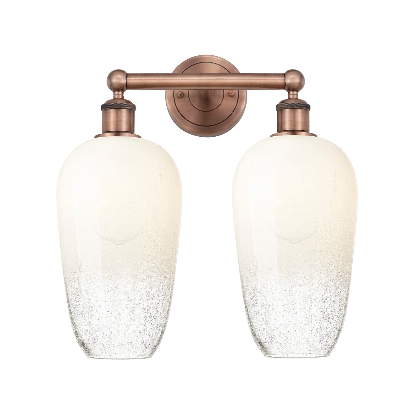 Innovations Brookhaven Flute 16in 2-Light Bath Vanity | Industrial Antique Copper Steel and Opal Glass | Bathroom & Powder Room | Model 616-2W-AC-G484-7OP