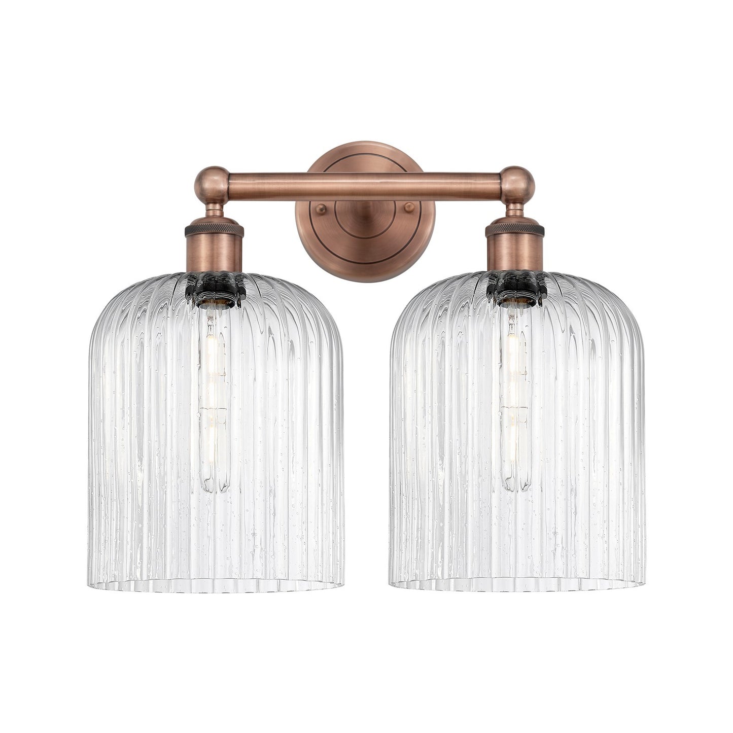 Innovations Bridal Veil 14in 2-Light Bath Vanity Light | Art Nouveau Antique Copper and Seedy Glass | Bathroom Vanity | 14 x | Model 616-2W-AC-G559-8SDY