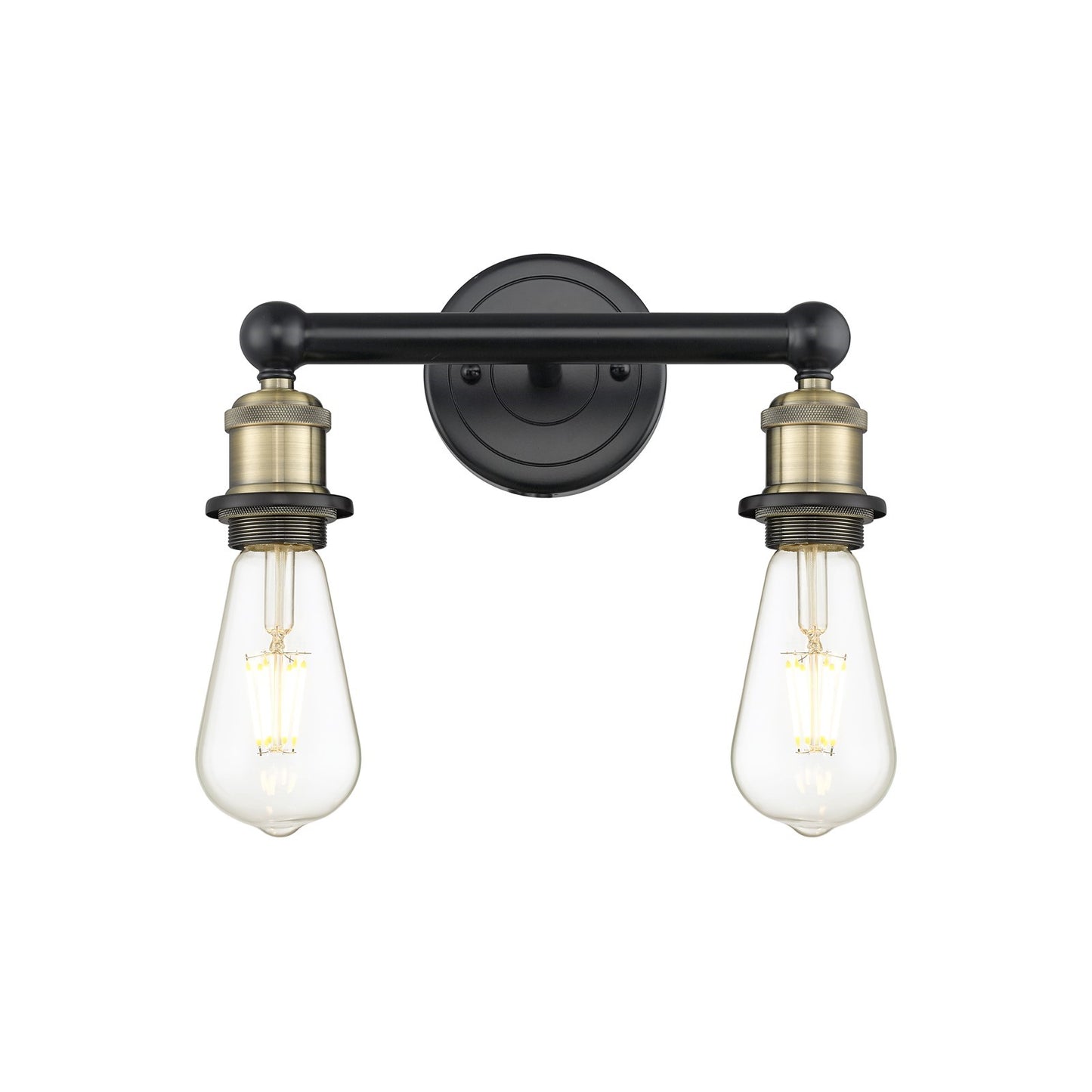 Innovations Edison 12.38in 2-Light Bath Vanity Light | Industrial Black Antique Brass Steel and Cast Brass | Bathroom Vanity | 12.38 x | Model 616-2W-BAB
