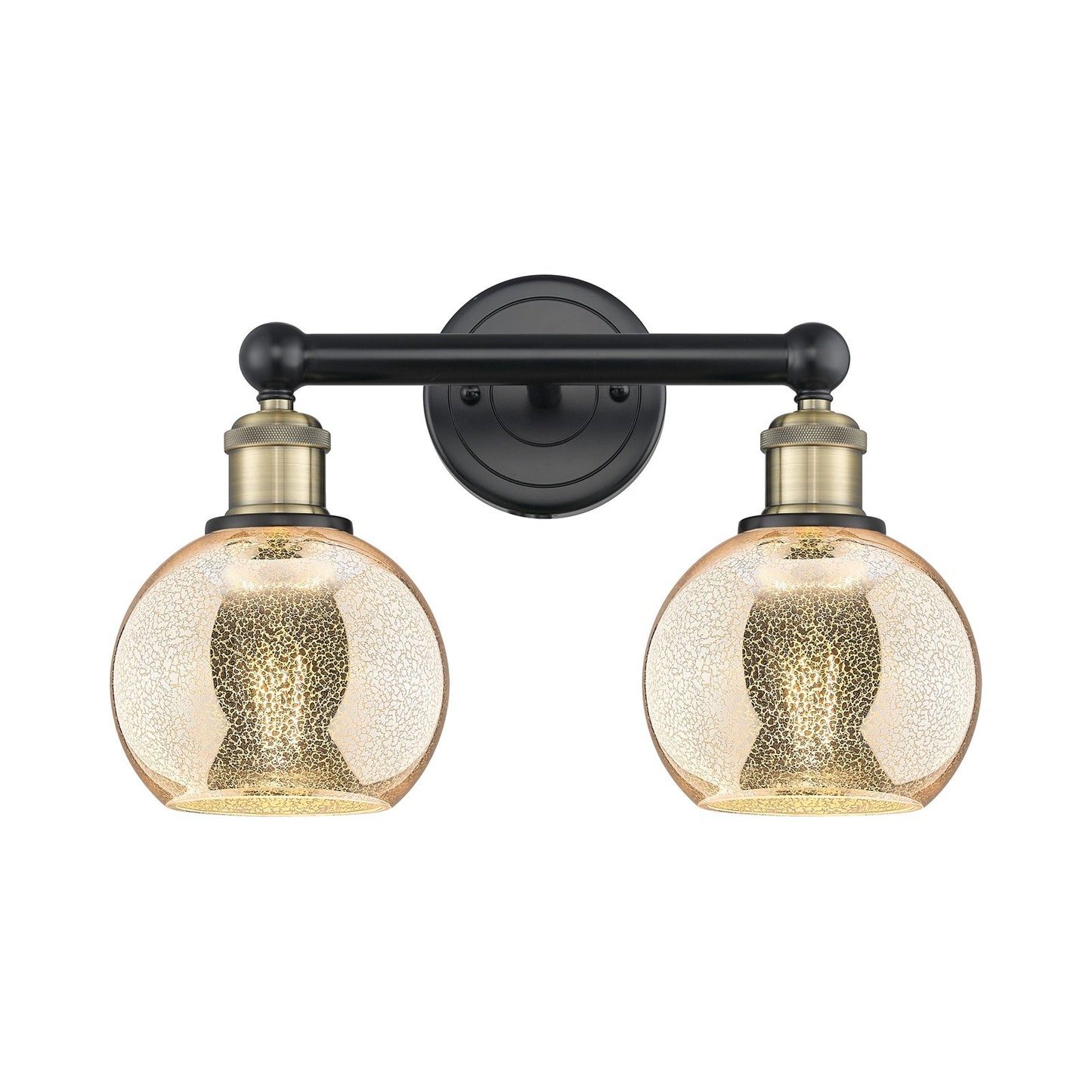 Innovations Athens 15in 2-Light Bath Vanity Light | Industrial Black Antique Brass and Mercury Glass | Bathroom Vanity | 14.88 x | Model 616-2W-BAB-G128-6
