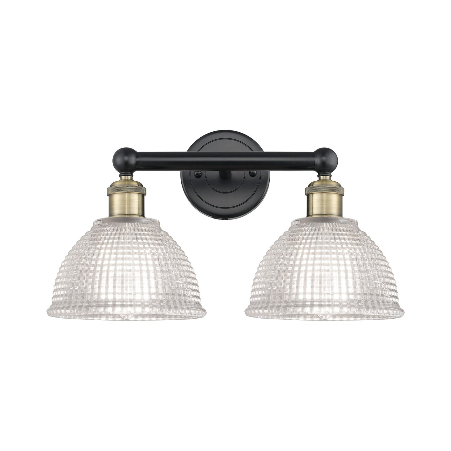 Innovations Arietta 17in 2-Light Bath Vanity Light | Industrial Black Antique Brass Steel and Clear Glass | Bathroom Vanity | 17 x | Model 616-2W-BAB-G422