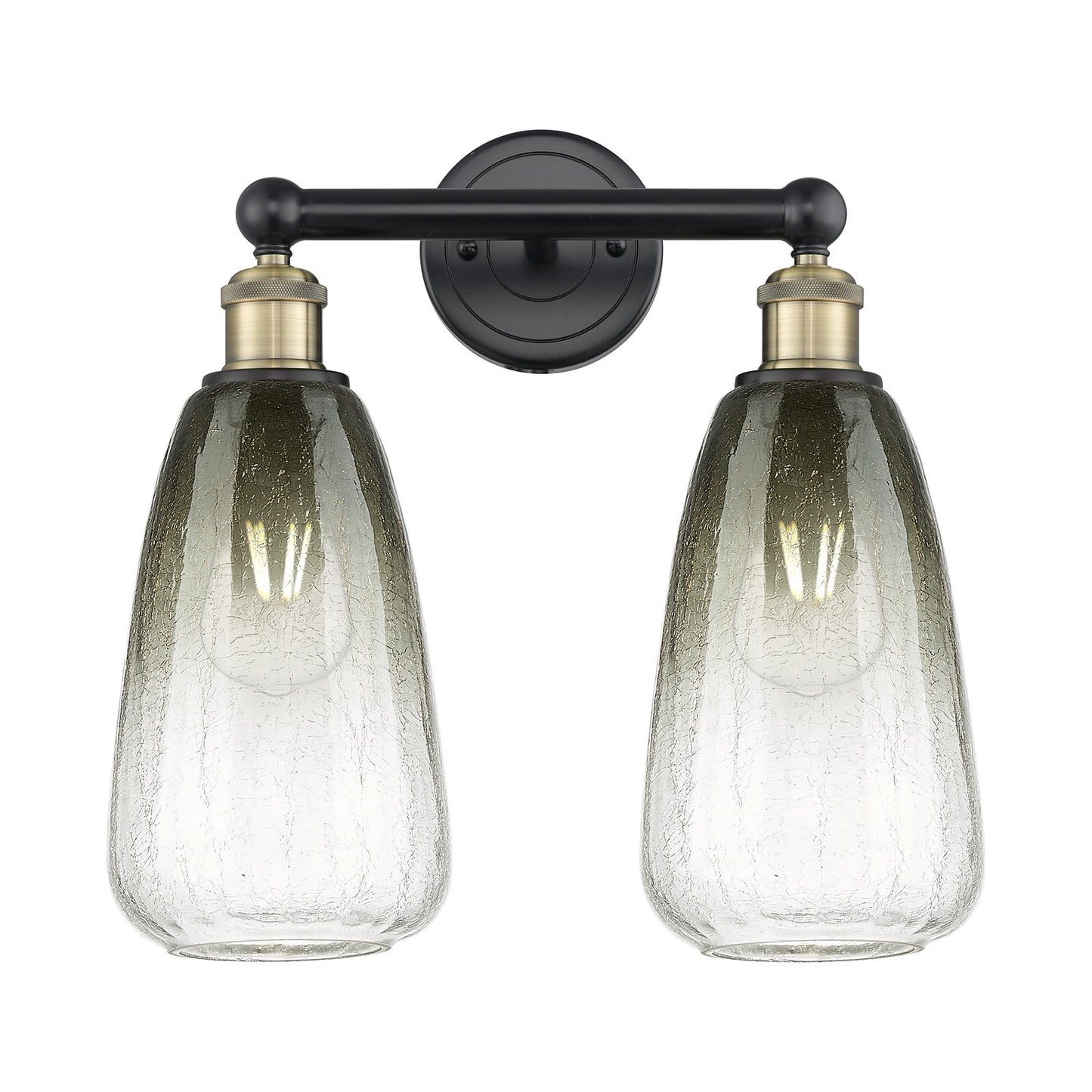 Innovations Brookhaven Almond 15in 2-Light Bath Vanity Light | Industrial Black Antique Brass and Slate Glass | Bathroom | Model 616-2W-BAB-G480-6SL