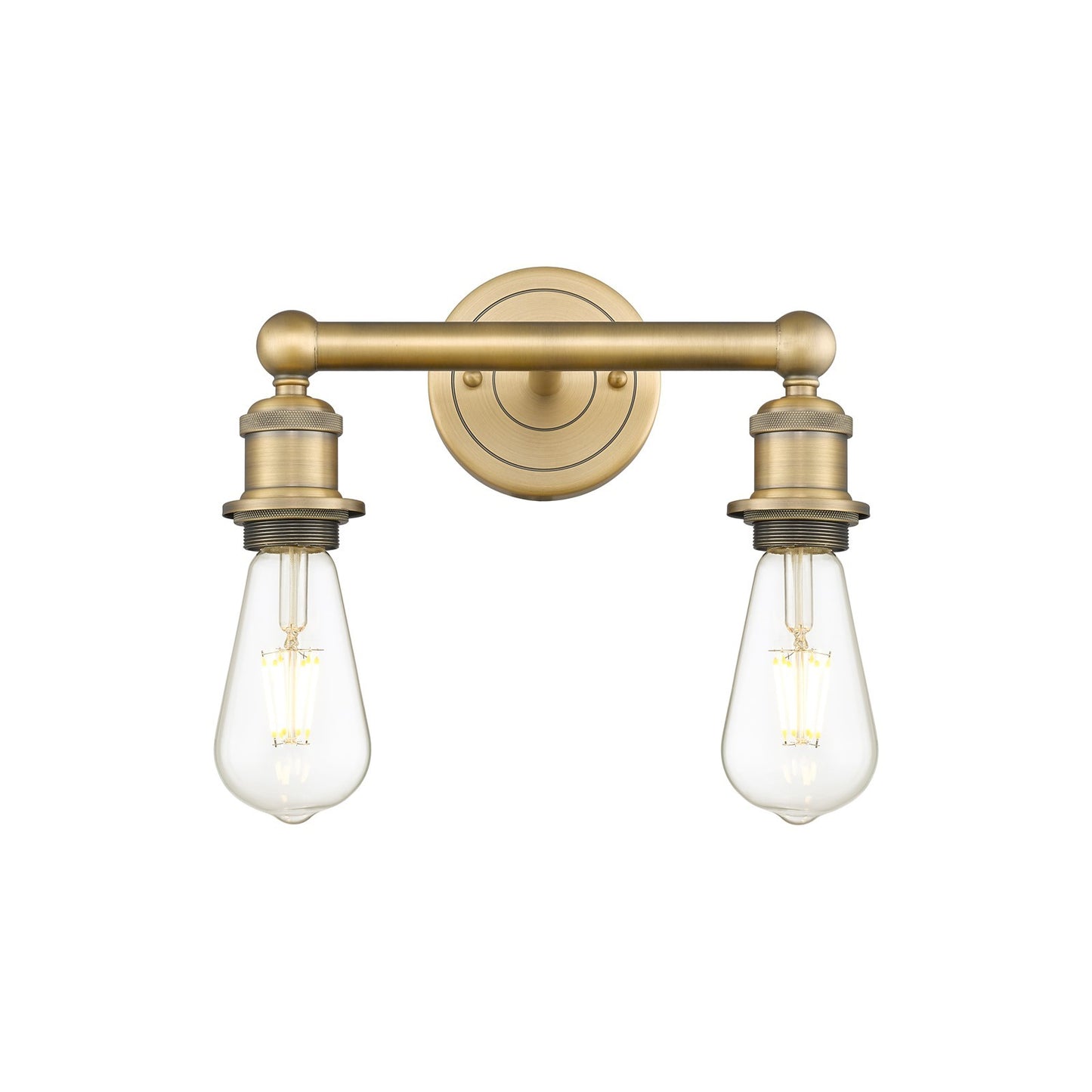 Innovations Lighting Edison 12.38in 2-Light Bath Vanity Light | Industrial Brushed Brass Steel and Cast Brass | Bathroom Vanity & Powder | Model 616-2W-BB