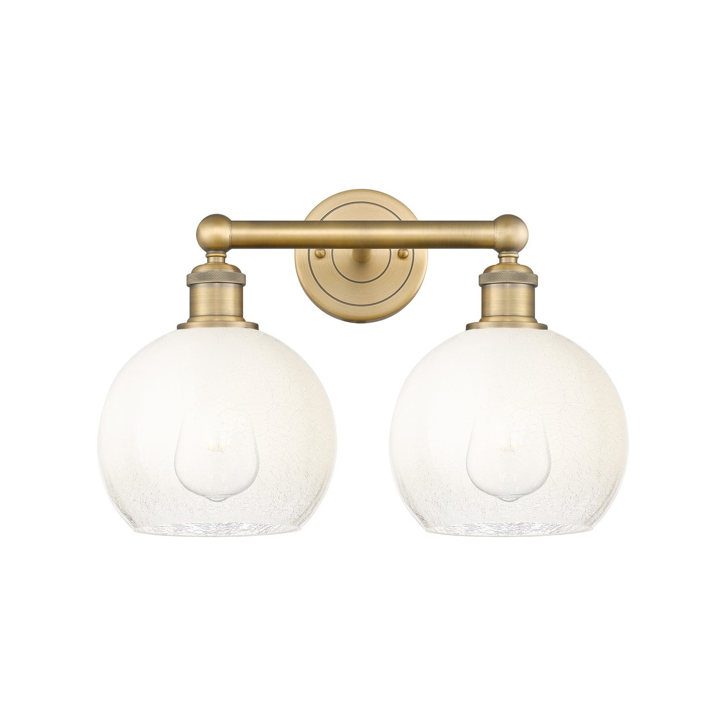 Innovations Brookhaven Globe 17in 2-Light Bath Vanity Light | Industrial Brushed Brass and Opal Glass | Bathroom Vanity | 16.88 | Model 616-2W-BB-G483-8OP