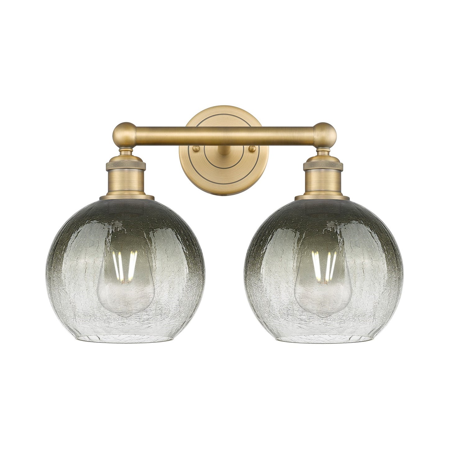 Innovations Brookhaven Globe 17in 2-Light Bath Vanity Light | Industrial Brushed Brass and Slate Glass | Bathroom Vanity | Model 616-2W-BB-G483-8SL