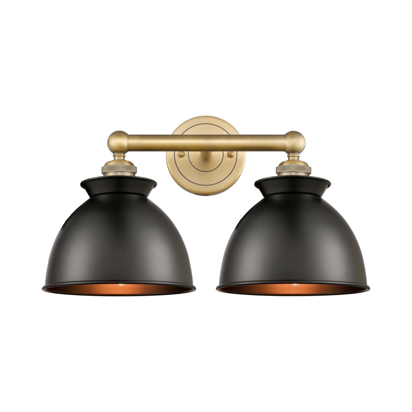 Innovations Adirondack 17in 2-Light Bath Vanity | Industrial Farmhouse Brushed Brass and Matte Black Metal | Bathroom Vanity | Model 616-2W-BB-M14-BK