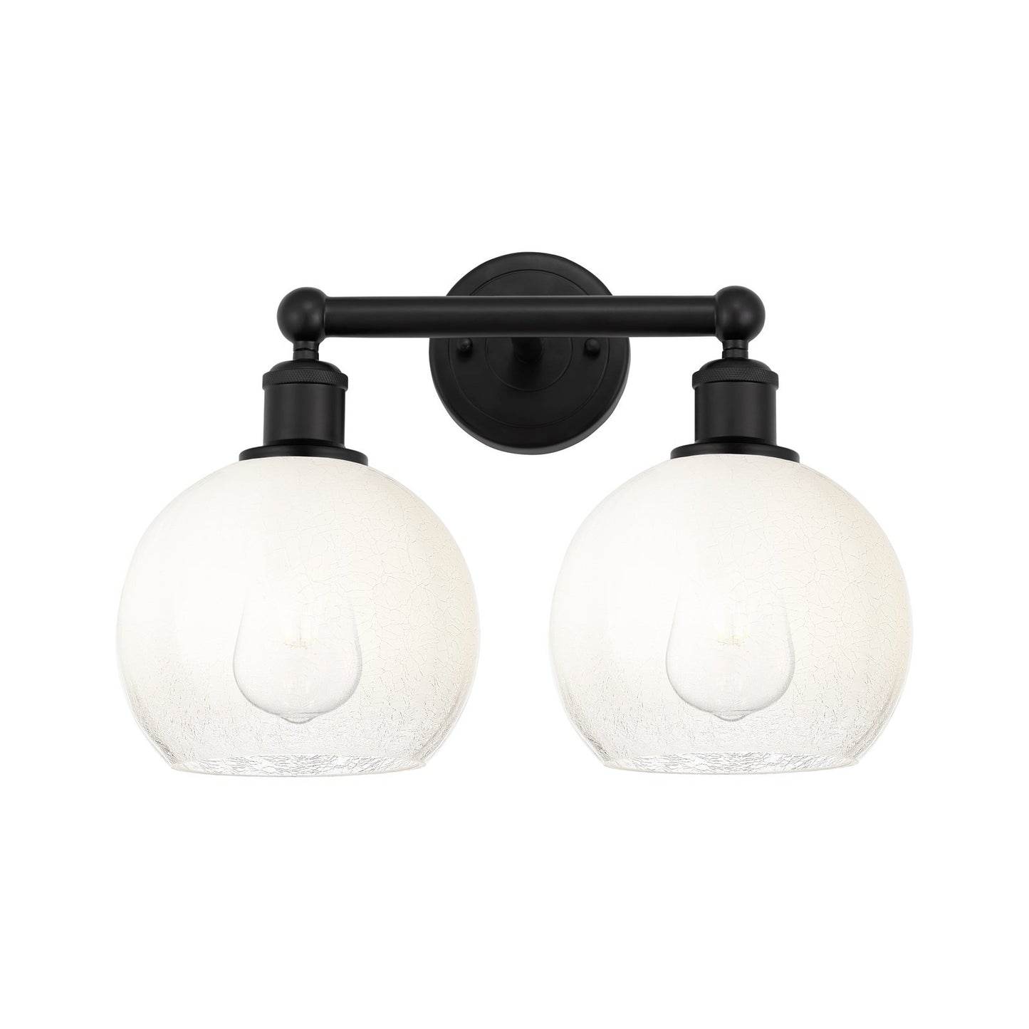 Innovations Brookhaven Globe 17in 2-Light Bath Vanity | Industrial Matte Black Steel and Opal Glass | Bathroom Vanity & Powder | Model 616-2W-BK-G483-8OP