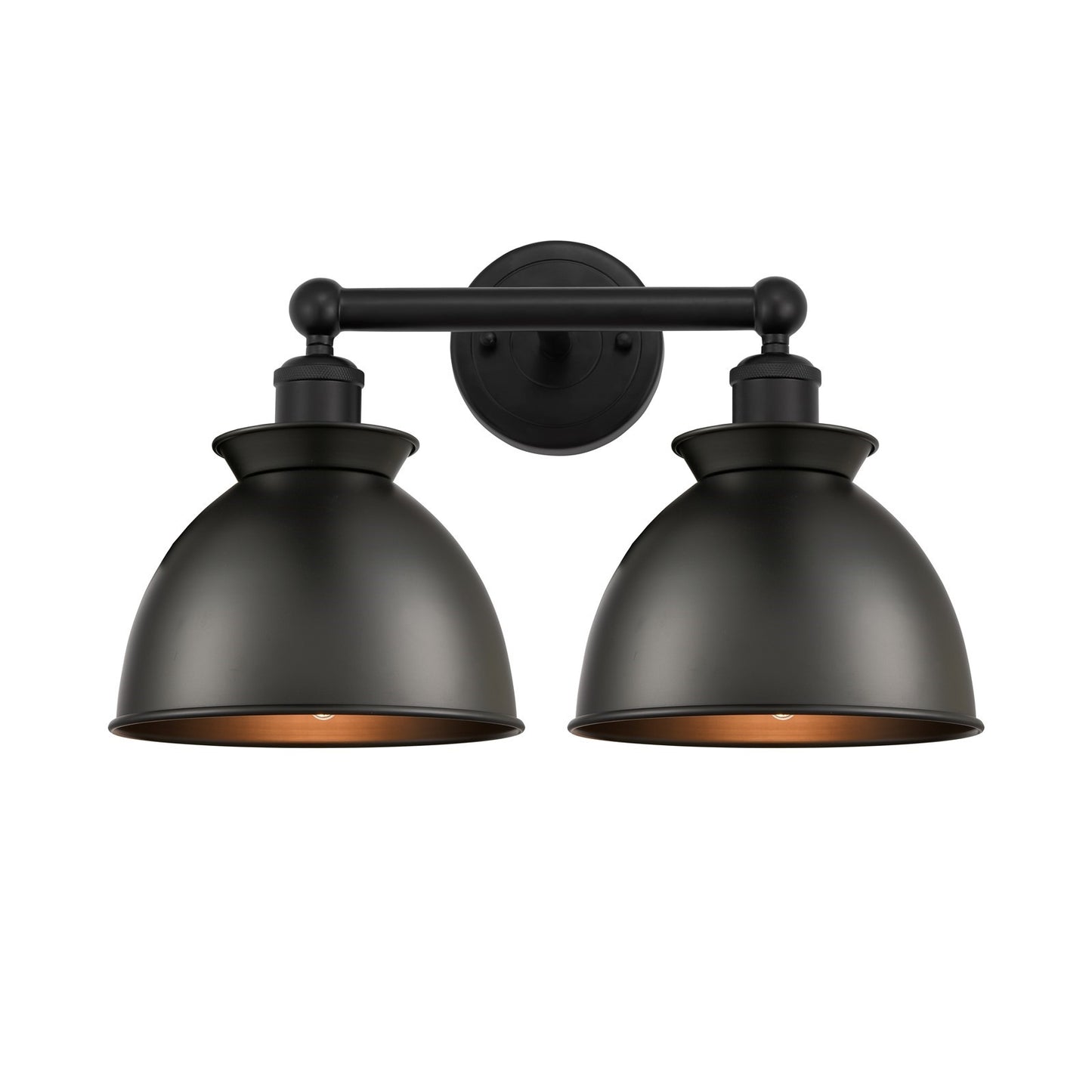 Innovations Adirondack 17in 2-Light Bath Vanity Light | Industrial Farmhouse Matte Black Steel and Cast Brass with Matte Black | Model 616-2W-BK-M14-BK