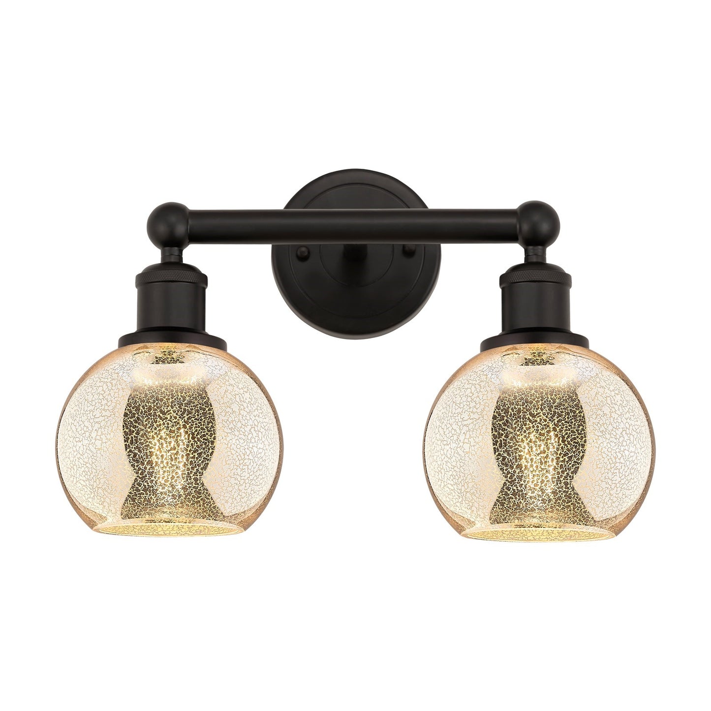 Innovations Athens 15in 2-Light Bath Vanity | Industrial Oil Rubbed Bronze Steel and Mercury Glass | Bathroom Vanity Light | Model 616-2W-OB-G128-6