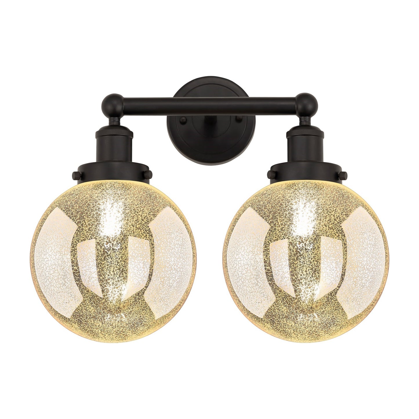 Innovations Beacon 17in 2-Light Bath Vanity Light | Industrial Oil Rubbed Bronze Steel and Mercury Ribbed Glass | Bathroom Vanity | Model 616-2W-OB-G208-8