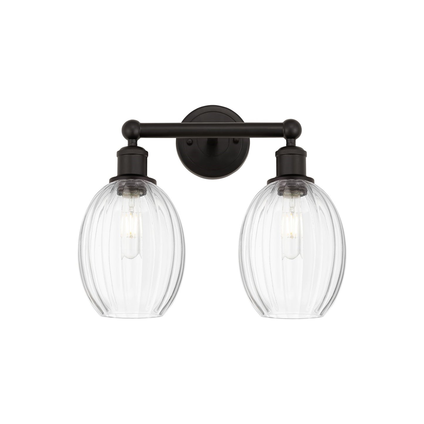 Innovations Preston Bulb 15in 2-Light Bath Vanity | Industrial Oil Rubbed Bronze Steel and Clear Glass | Bathroom & Powder Room | Model 616-2W-OB-G459-6CL